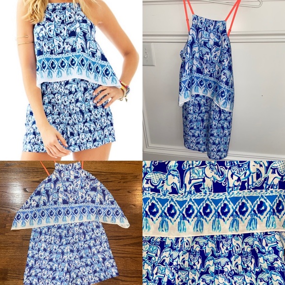 Lilly Pulitzer Celyn Elephant Romper Size 0 - Picture 2 of 8